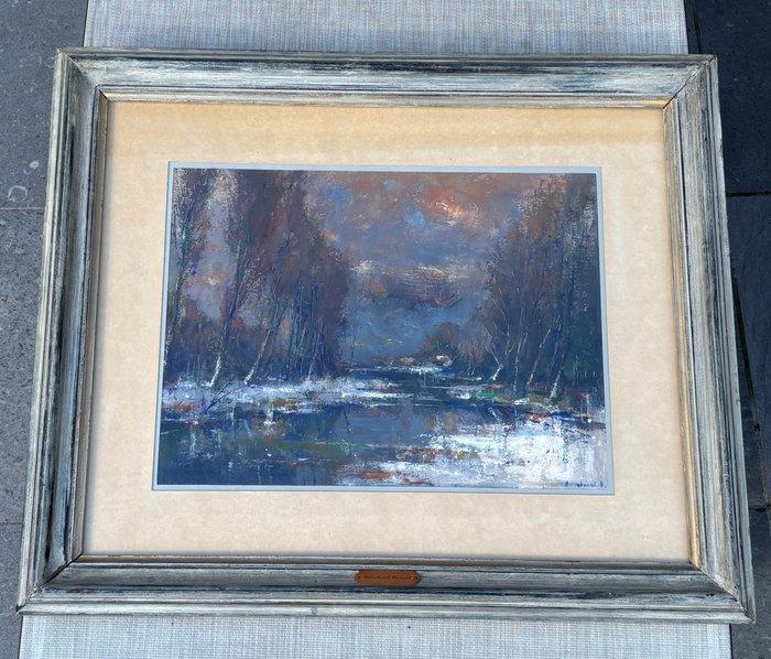 Bernard Bosschaert (1933-) - Winterlandschap langs de Leie, Antiek en Kunst, Kunst | Schilderijen | Klassiek