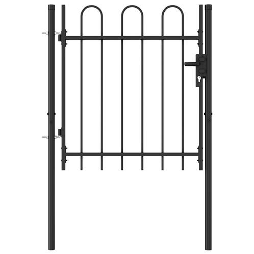 vidaXL Poort met gebogen bovenkant enkel 1x1 m staal zwart, Tuin en Terras, Tuinpoorten, Nieuw, Verzenden