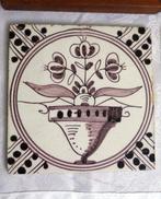 Antiek Tegel (4) - Bloeiende plant in pot - Antiek -, Antiek en Kunst