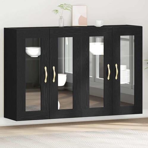 vidaXL Wandkasten Set van 2 Zwart Eiken 69,5 x 34 x 90 cm, Huis en Inrichting, Kasten | Dressoirs, Nieuw, Verzenden