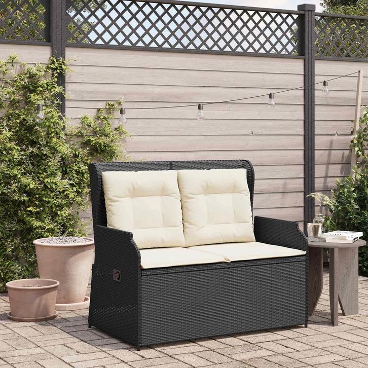vidaXL Tuinbank Zwart poly rattan, Tuin en Terras, Tuinsets en Loungesets, Nieuw, Verzenden