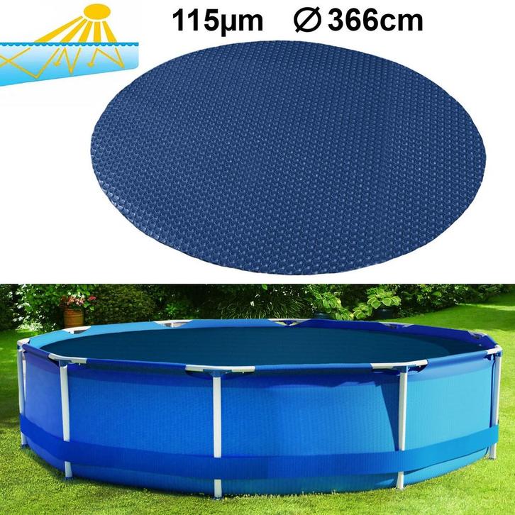 Solar zwembadafdekking 366 cm - Verwarmend zwart/blauw -..., Tuin en Terras, Zwembad-toebehoren, Nieuw, Ophalen of Verzenden