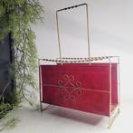 Tijdschriftenhouder - Art Deco, Messing & Leren