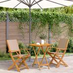 vidaXL 3-delige Bistroset stof en massief hout taupe, Tuin en Terras, Tuinsets en Loungesets, Verzenden, Nieuw