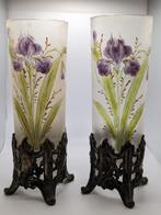 cristal de Bohême - Vaas (2)  - geëmailleerd glas, Antiquités & Art