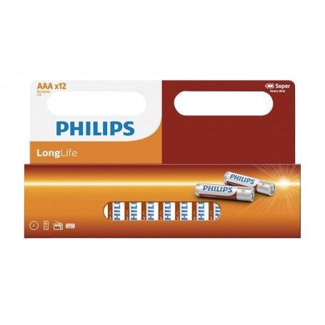 12-Pack - AAA R3 Philips LongLife Zinc Alkaline 1x Blister, TV, Hi-fi & Vidéo, Batteries, Envoi