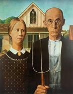 Grant Wood (after) - American Gothic - rare Iconic Artprint