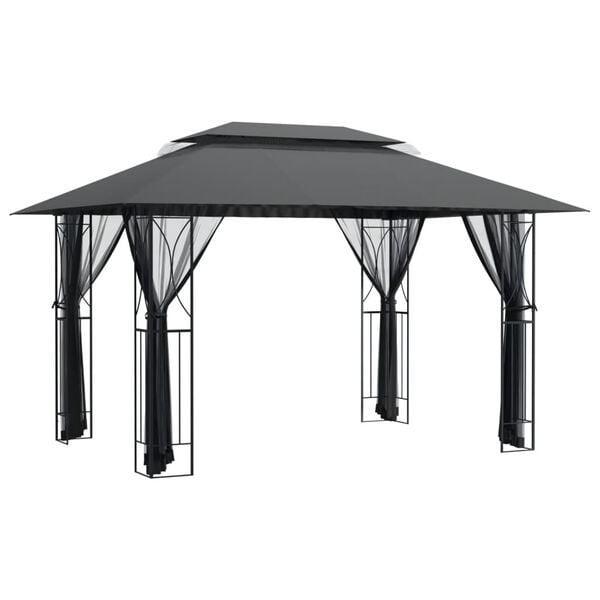 Prieel 400x300 Antraciet - Retour Deal - 40% Korting!, Tuin en Terras, Overkappingen, Nieuw, Tuinpaviljoen, Verzenden