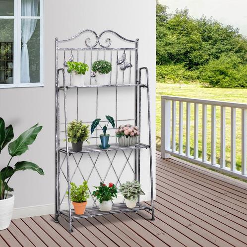 Tuinplank - MetaFlex - 3 niveaus - metaal - zilvergrijs, Tuin en Terras, Bloembakken en Plantenbakken, Nieuw, Ophalen of Verzenden