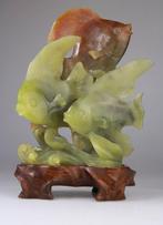 Statue Chine Sculpture Poisson Fish Chinese Carving Stone, Antiek en Kunst