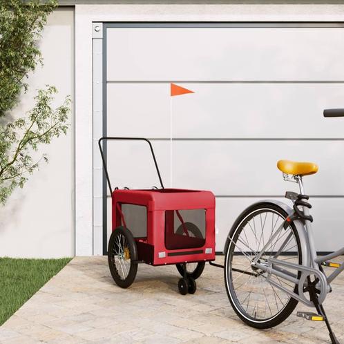 vidaXL Hondenfietstrailer oxford stof en ijzer rood en zwart, Dieren en Toebehoren, Overige Dieren-accessoires, Nieuw, Verzenden