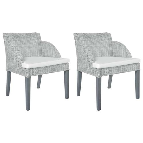 vidaXL Eetkamerstoelen 2 st met kussens natuurlijk rattan, Huis en Inrichting, Stoelen, Nieuw, Verzenden