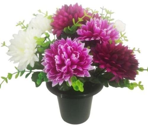 Grafstuk zijdenbloem chrysant en eucalyptus rouwboeket voor, Huis en Inrichting, Woonaccessoires | Kunstplanten en Kunstbloemen