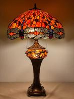 XXL Tiffany stijl tafellamp Studio Orange DRAGONFLY lamp met, Antiquités & Art