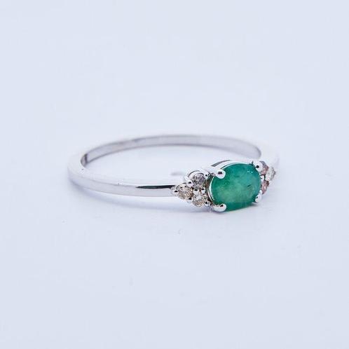 Zonder Minimumprijs - Ring 14 kt. - 0.42ct. tw. Smaragd, Handtassen en Accessoires, Ringen