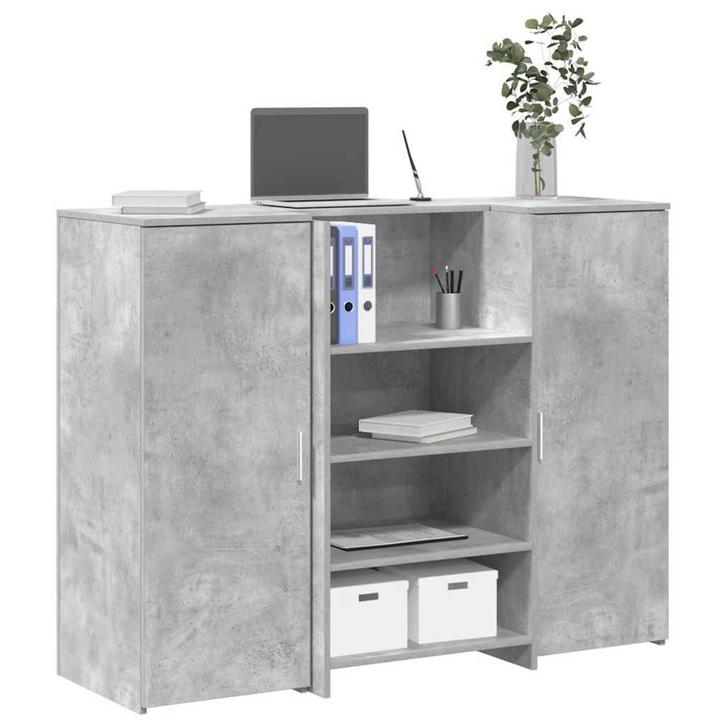 vidaXL Receptiebalie 135x50x103,5 cm bewerkt hout betongrijs, Huis en Inrichting, Bureaus, Nieuw, Verzenden