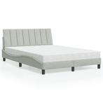vidaXL Bed met matras fluweel lichtgrijs 140x190 cm, Verzenden