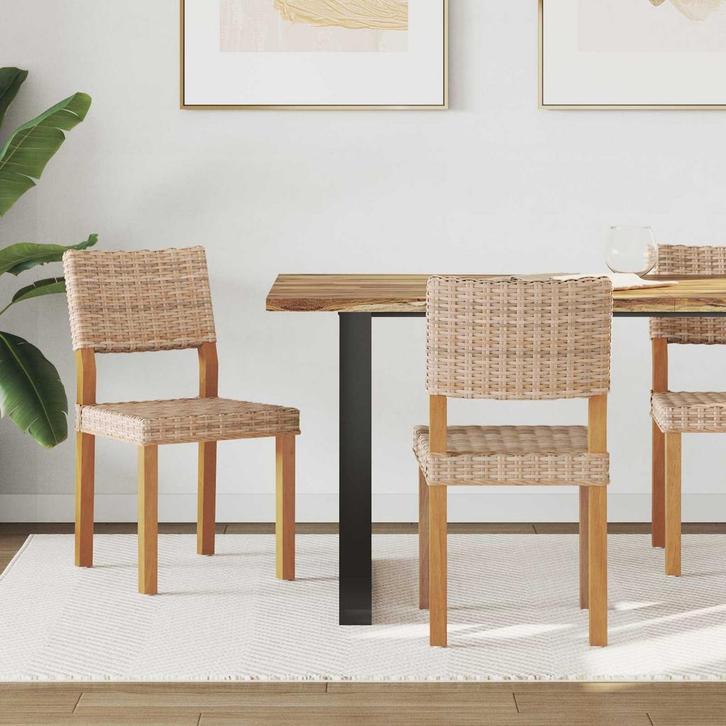 vidaXL Eetkamerstoel 2 pcs Naturel 46 x 55 x 84 cm Kubu, Huis en Inrichting, Stoelen, Nieuw, Verzenden