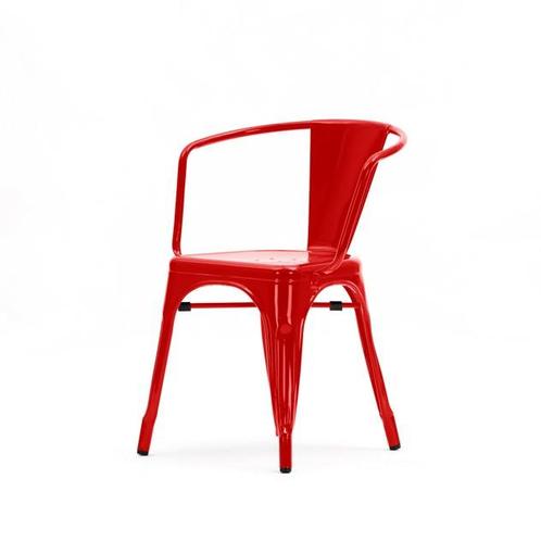 eetkamerstoel Tolix style terrasstoel glanzend rood, Maison & Meubles, Chaises, Envoi