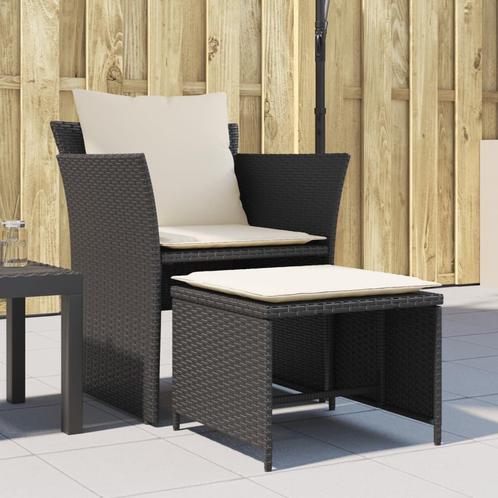 vidaXL Chaise de jardin avec tabouret noir résine, Jardin & Terrasse, Ensembles de jardin, Neuf, Envoi