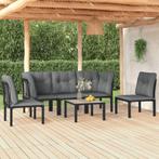 vidaXL 6-delige Loungeset poly rattan zwart en grijs, Verzenden, Nieuw, Loungeset