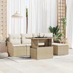 vidaXL Tuinbank Set met kussen met opslag 6 pcs Beige Poly, Verzenden, Nieuw
