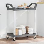 vidaXL Trolley 2-laags 81x41x92 cm aluminium grijs, Verzenden, Nieuw