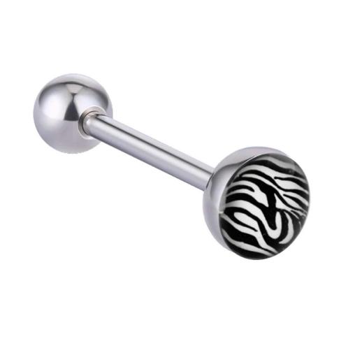 Fako Bijoux® - Tongpiercing - Zebra - 28mm - Wit, Bijoux, Sacs & Beauté, Piercings, Envoi