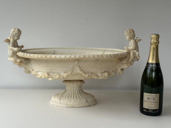 Middentafel - Een groot middelpunt met putti - Albaststof, Antiquités & Art, Curiosités & Brocante