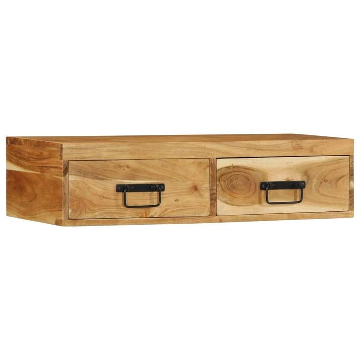 vidaXL Tv-meubel wandmontage 80x30x19 cm massief acaciahout, Huis en Inrichting, Woonaccessoires | Cd- en Dvd-rekken, Nieuw, Verzenden