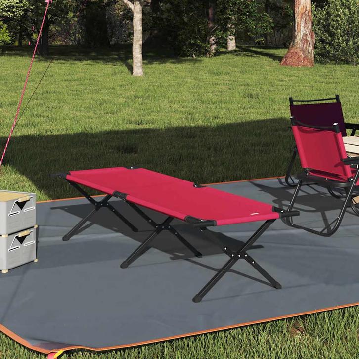 vidaXL Opvouwbaar Campingbed Rood Oxford stof, Caravans en Kamperen, Kampeeraccessoires, Nieuw, Verzenden