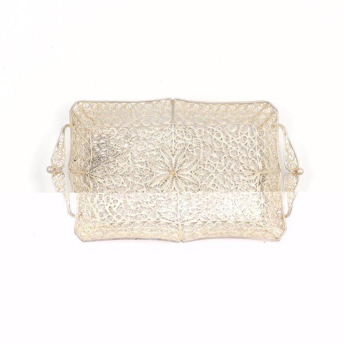 Dienblad, snotneus (olielamp) kolenemmer en maatbeker -, Antiek en Kunst, Antiek | Zilver en Goud