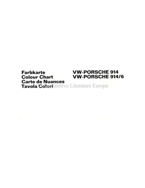 1969 VW-PORSCHE 914 & 914/6 KLEURENKAART BROCHURE, Boeken, Auto's | Folders en Tijdschriften