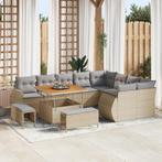vidaXL 12-delige tuinset met kussens in beige poly rattan en, Tuin en Terras, Verzenden, Nieuw