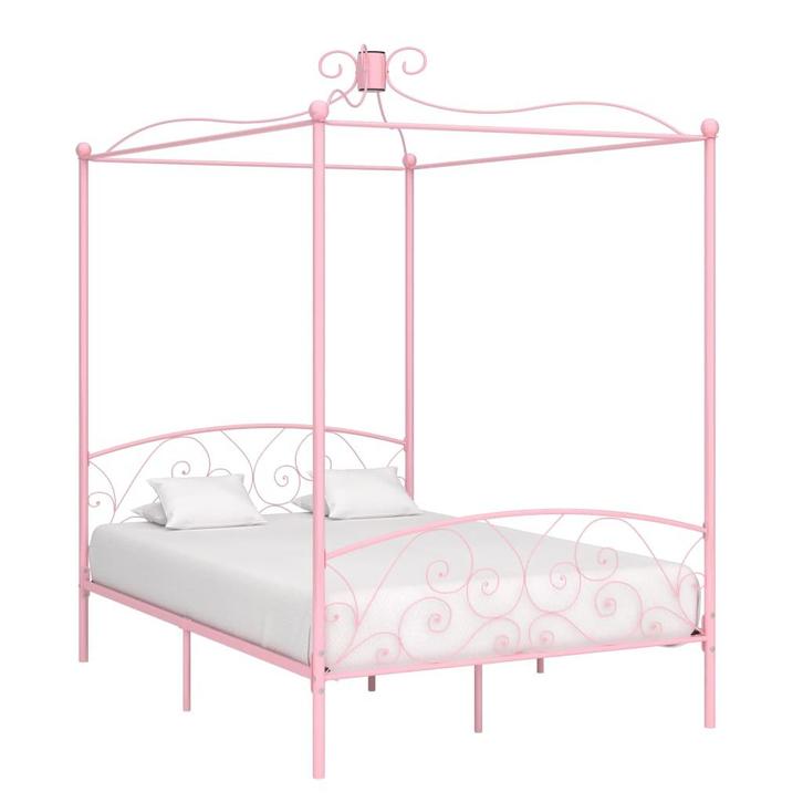 vidaXL Hemelbedframe metaal roze 120x200 cm, Huis en Inrichting, Slaapkamer | Bedden, Nieuw, Verzenden