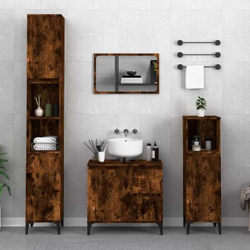 vidaXL Badkamerkast 65x33x60 cm bewerkt hout gerookt, Huis en Inrichting, Tafels | Kaptafels, Nieuw, Verzenden