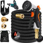 Flexibele Tuinslang - Inc. sproeikop - 45 meter - Zwart, Doe-het-zelf en Bouw, Verzenden, Nieuw