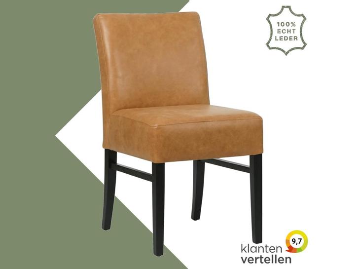 Leren eetkamerstoel Hold - Vintage Cognac (cognac) - Poten, Huis en Inrichting, Stoelen, Bruin, Eén, Nieuw, Leer, Ophalen of Verzenden