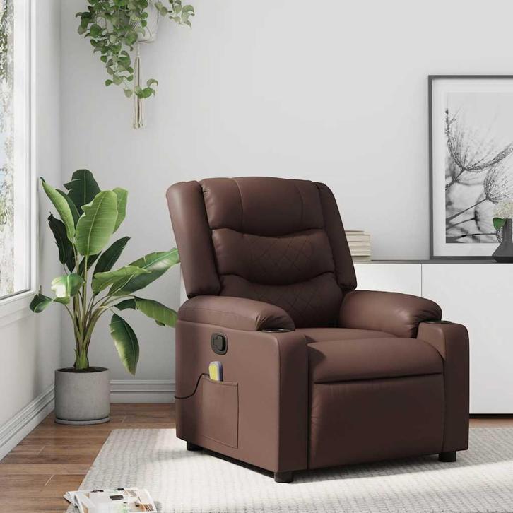 Bruine Fauteuil met Massage | Retour Deal | Unieke Kans, Huis en Inrichting, Fauteuils, 75 tot 100 cm, 75 tot 100 cm, Gebruikt