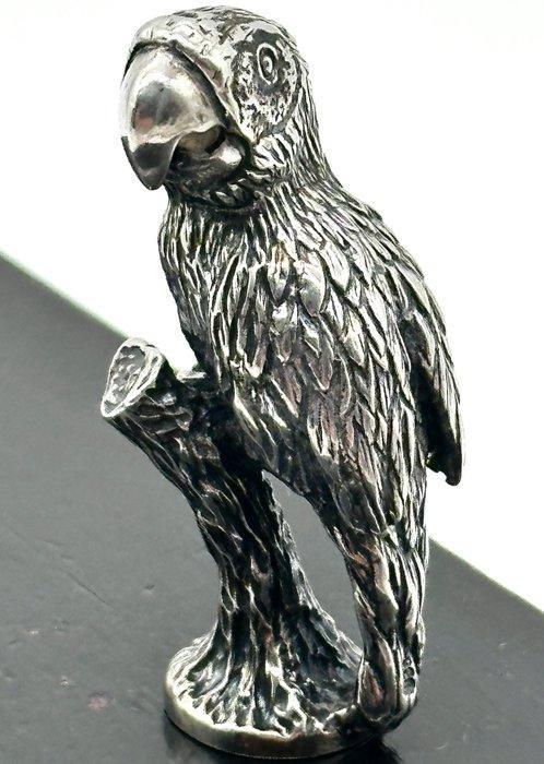 No reserve-Stevige massieve zilveren miniatuur Papegaai op, Antiek en Kunst, Antiek | Zilver en Goud