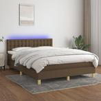 vidaXL Boxspring met matras en LED stof donkerbruin 140x200, Verzenden, Nieuw