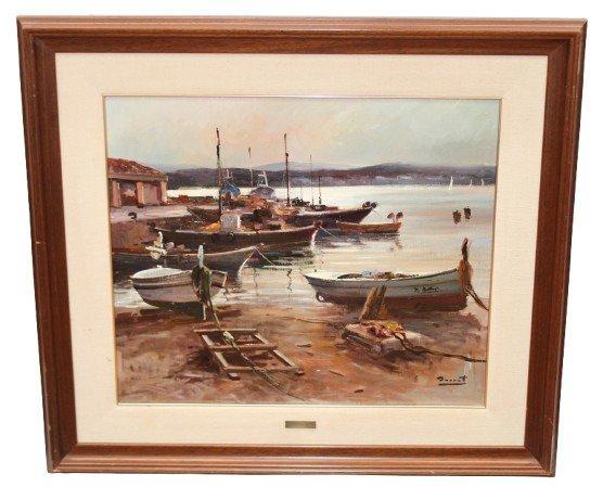 Jordi Serrat Balasch (1935) - Amanecer en el puerto - NO, Antiek en Kunst, Kunst | Schilderijen | Klassiek