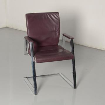 Sedus MC-280 vergaderstoel, paars leder, sledeframe, Ophalen of Verzenden
