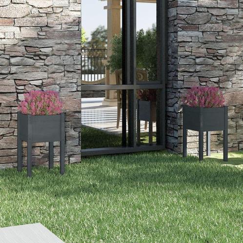 vidaXL Plantenbakken 2 st 40x40x70 cm massief grenenhout, Tuin en Terras, Bloempotten, Nieuw, Verzenden