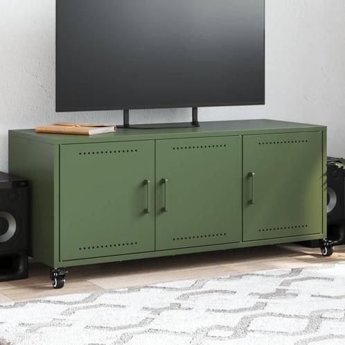 vidaXL Tv-meubel 100,5x39x43,5 cm staal olijfgroen, Huis en Inrichting, Kasten |Televisiemeubels, Nieuw, Verzenden