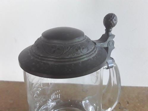 Bierpul - gesculpteerd glas - Antieke glazen bierpull, Antiek en Kunst, Antiek | Glaswerk en Kristal