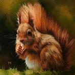 Tatjana Cechun (XX-XXI) - Miniature Squirrel, Antiek en Kunst, Kunst | Schilderijen | Klassiek