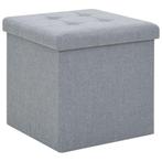 vidaXL Tabouret de rangement pliable Gris clair Faux lin, Verzenden