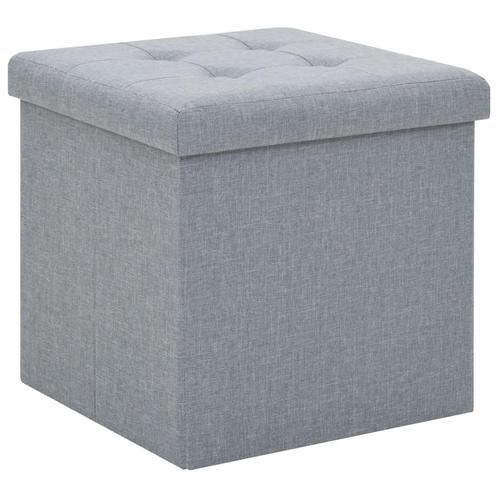 vidaXL Tabouret de rangement pliable Gris clair Faux lin, Maison & Meubles, Chaises, Neuf, Envoi