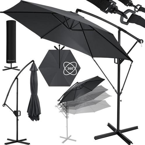 KESSER® Zweefparasol met voet  - Ø3m - 360° Draaibaar  - Ant, Tuin en Terras, Overige Tuin en Terras, Verzenden